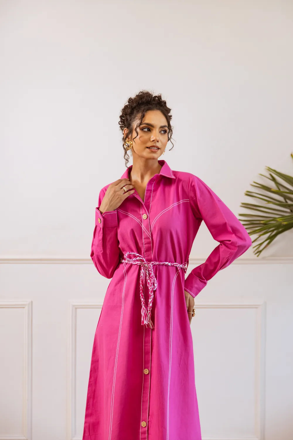 Shop Hot Pink Cotton Tule Stylish Dress for Women – Unimoda
