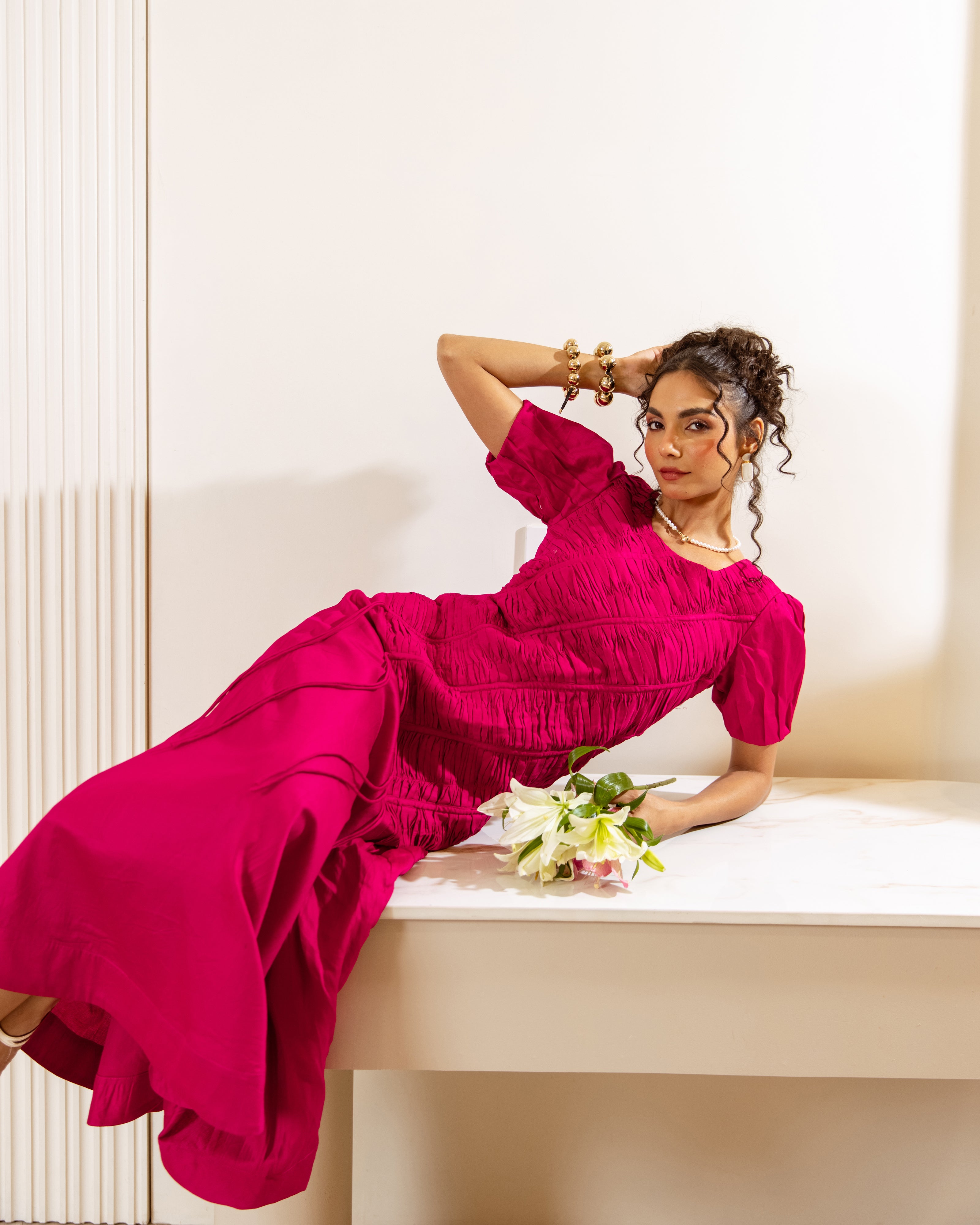 Hot pink Cotton dress