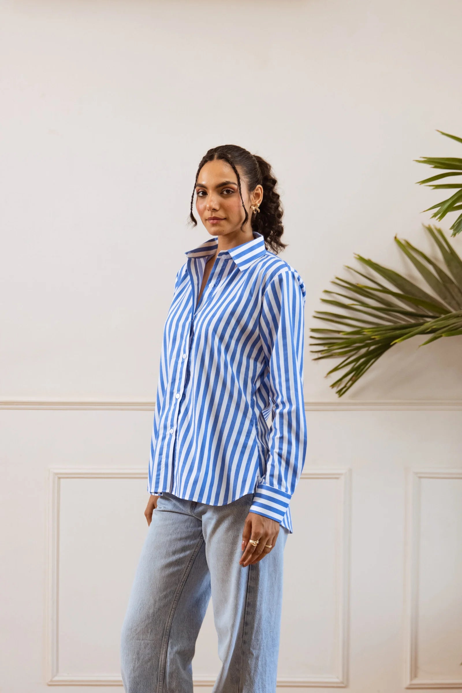 blue striped shirt women