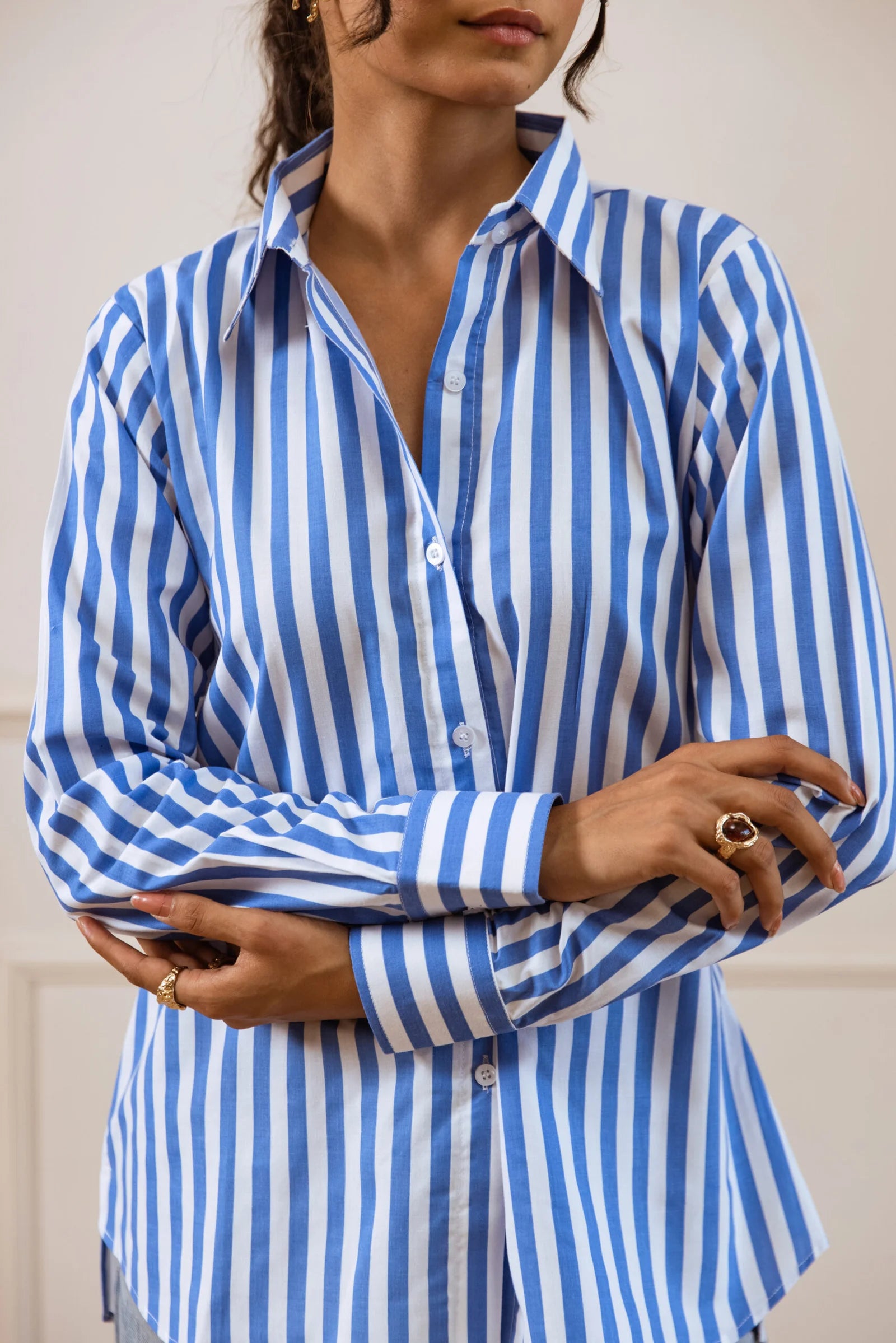 blue striped shirt women