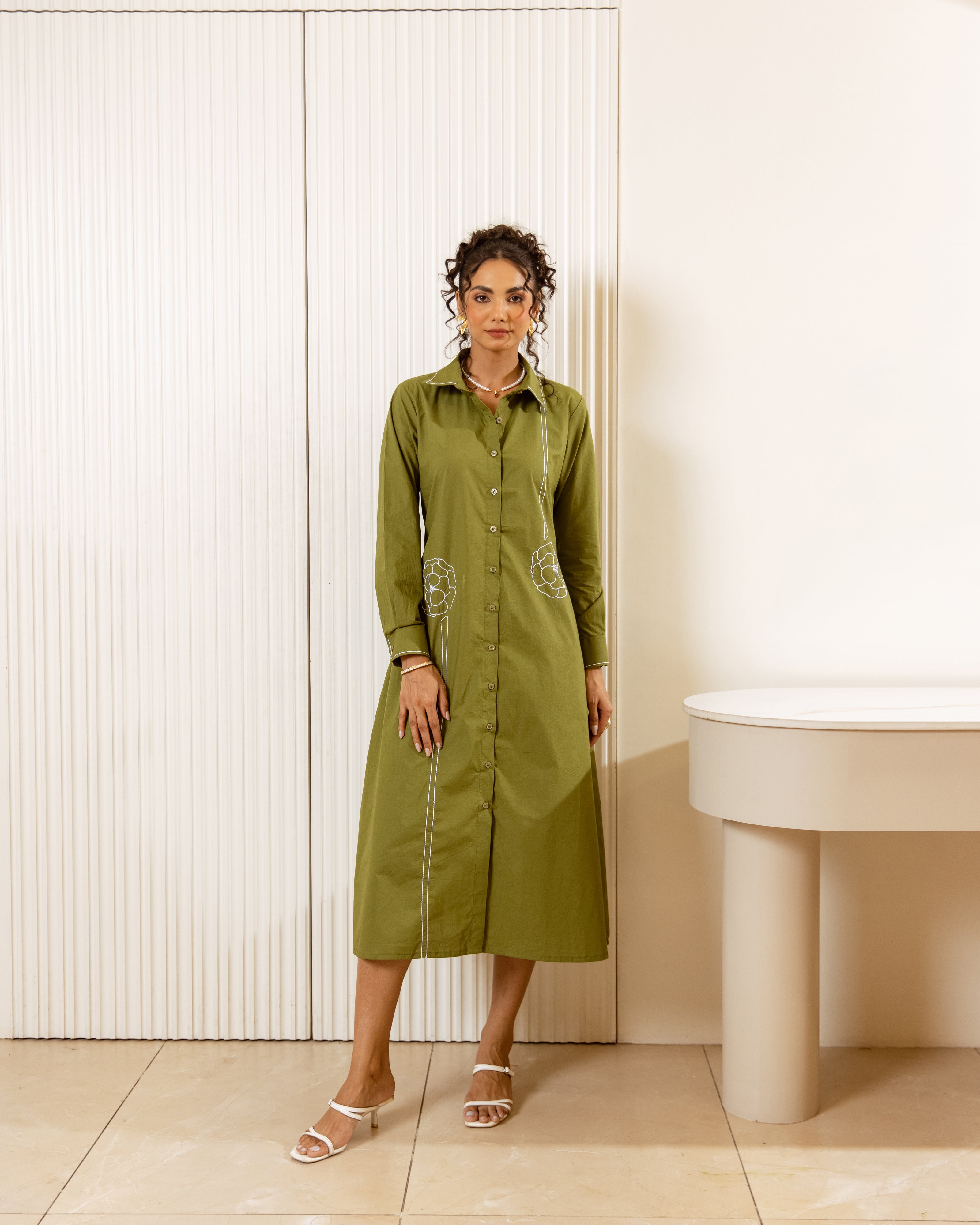 Green summer dress for women
