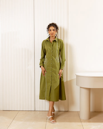 Green summer dress for women