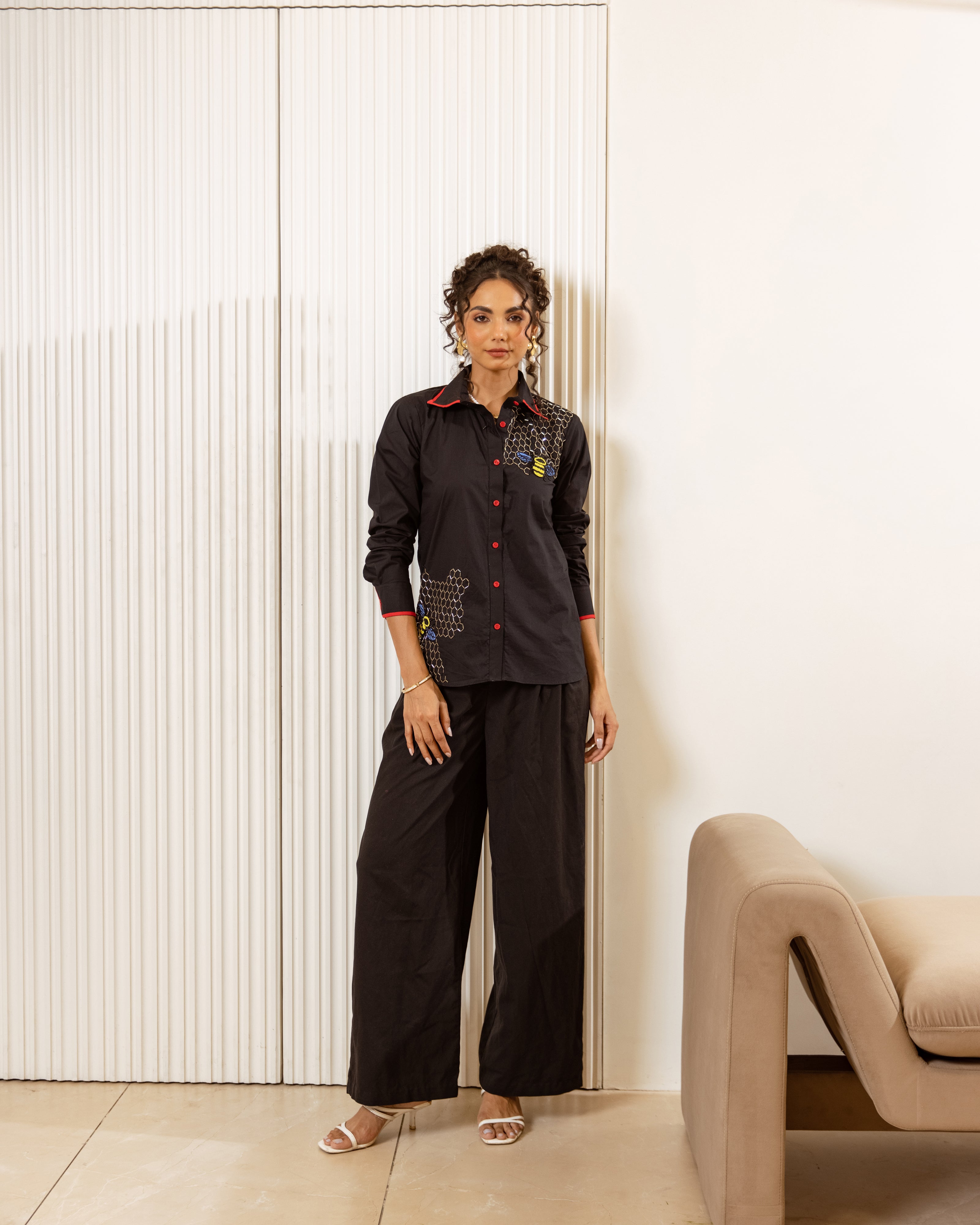 Black embroidered shirt