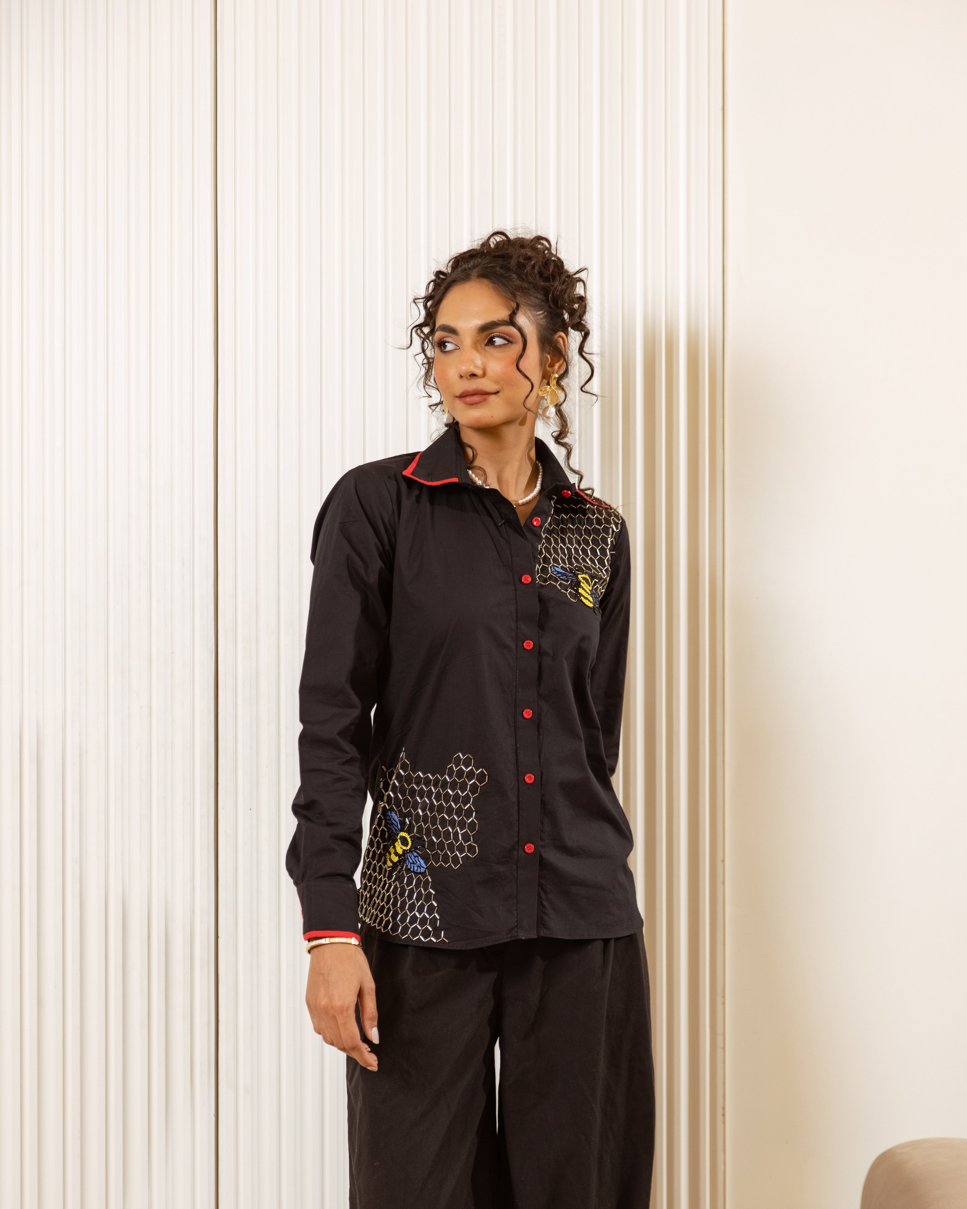 Black embroidered shirt
