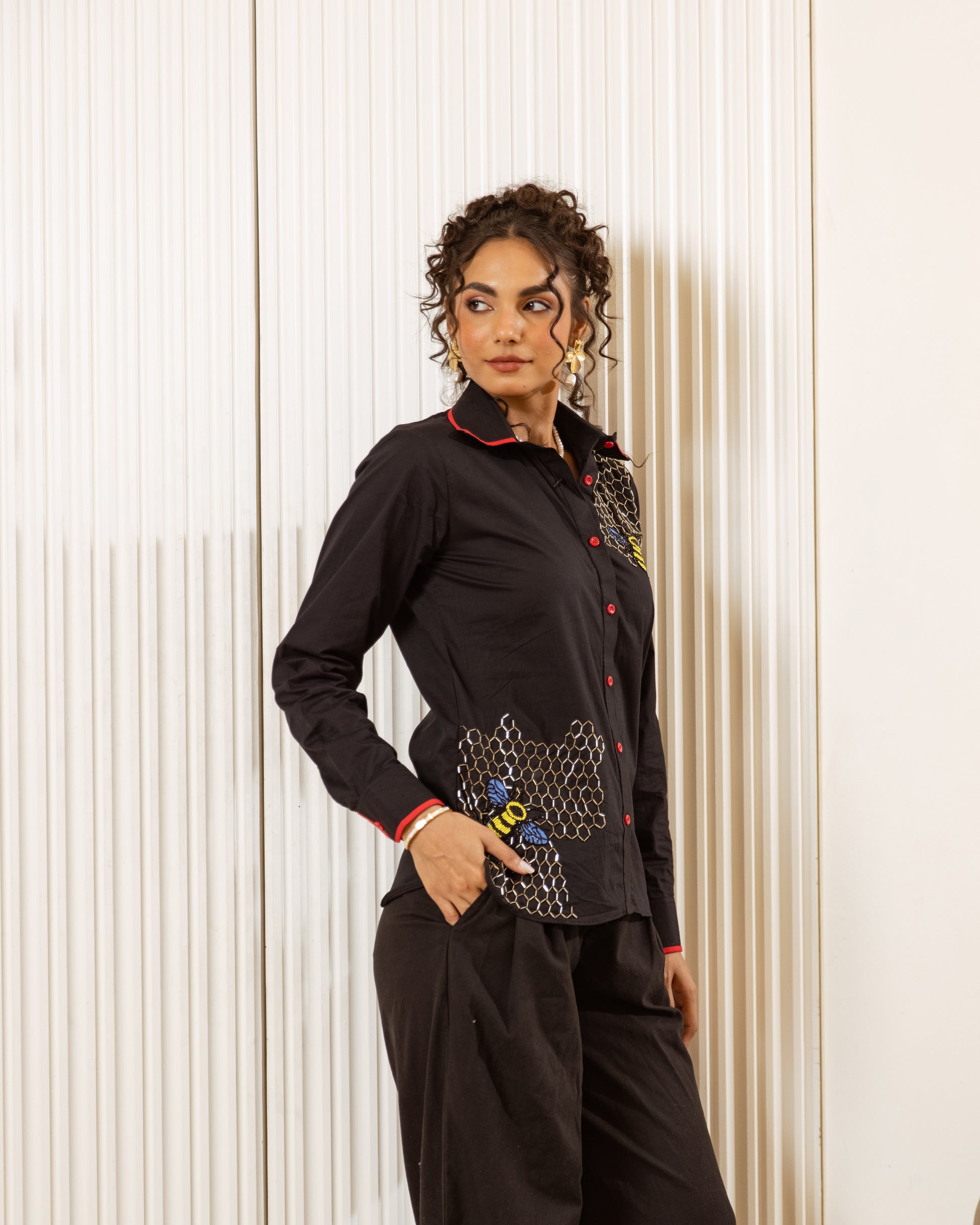Black embroidered shirt