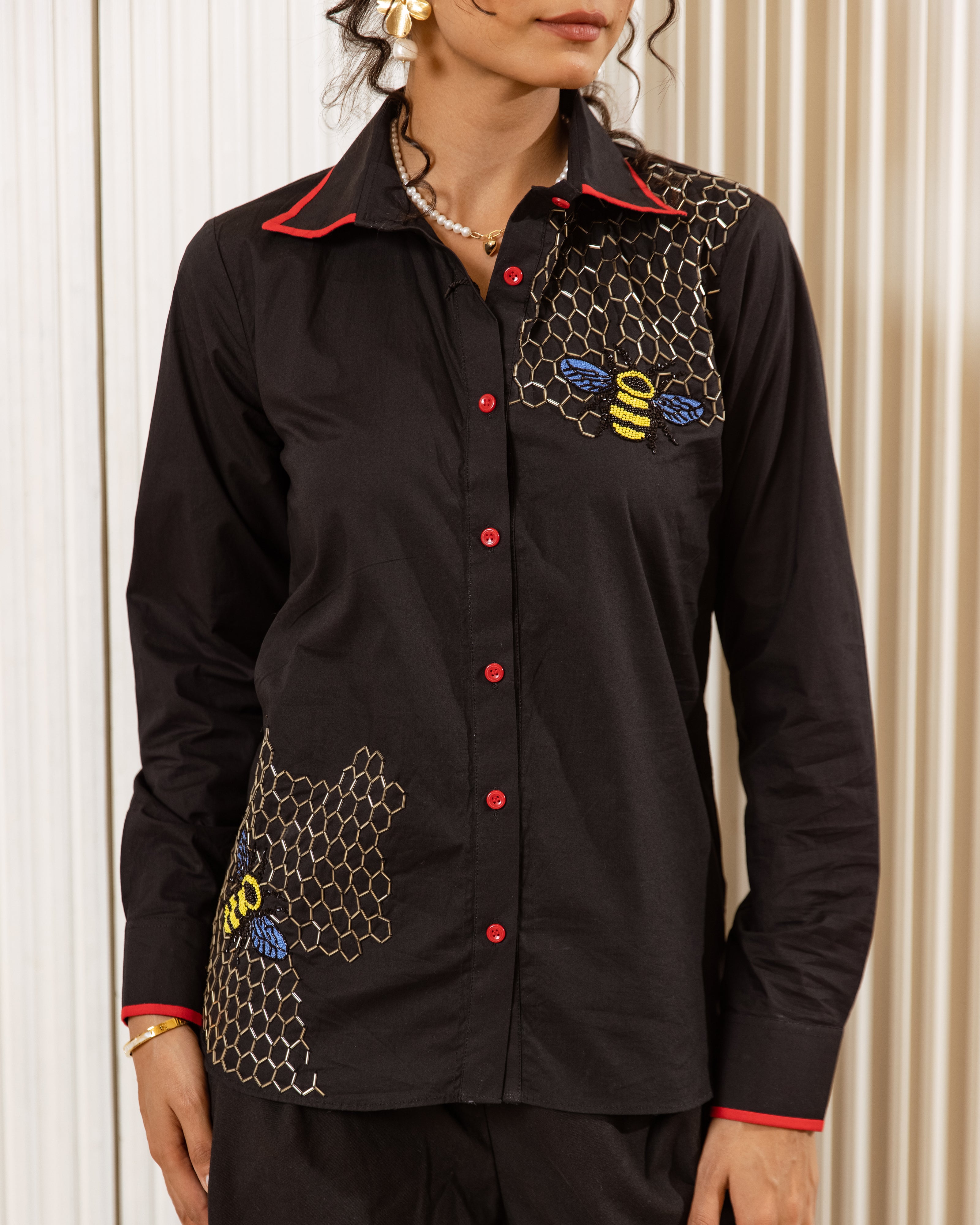 Black embroidered shirt