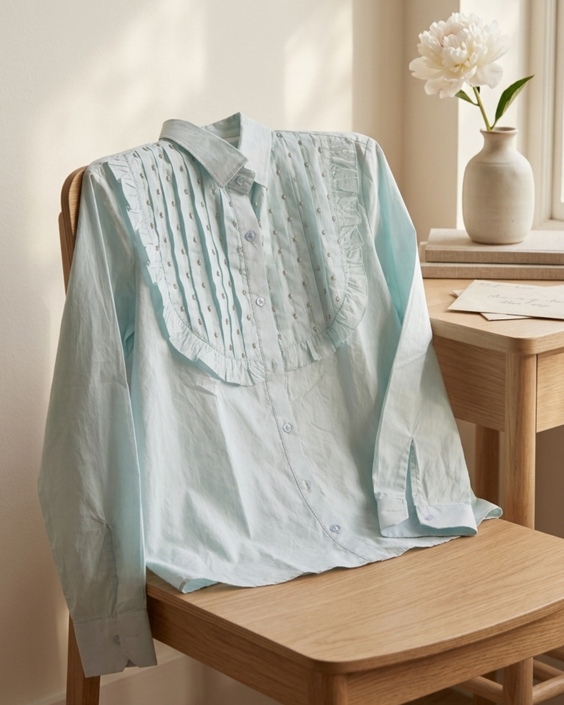 Designer Blue Cotton Poplin Shirt