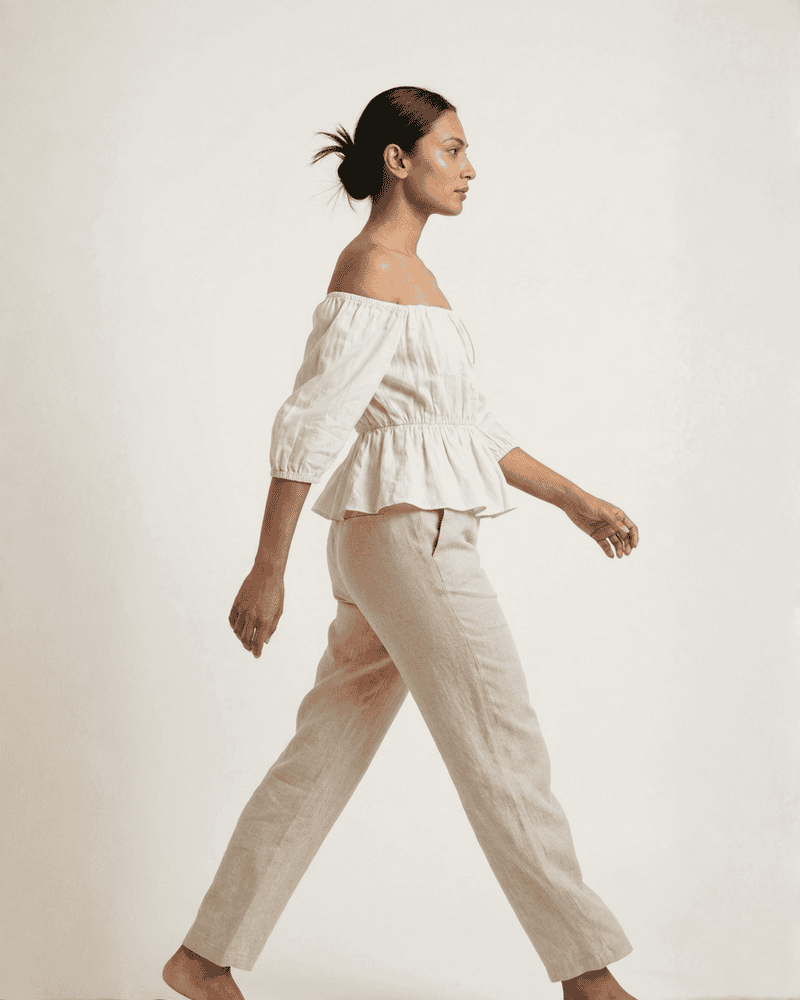 White Poplin Smocking Crop Top