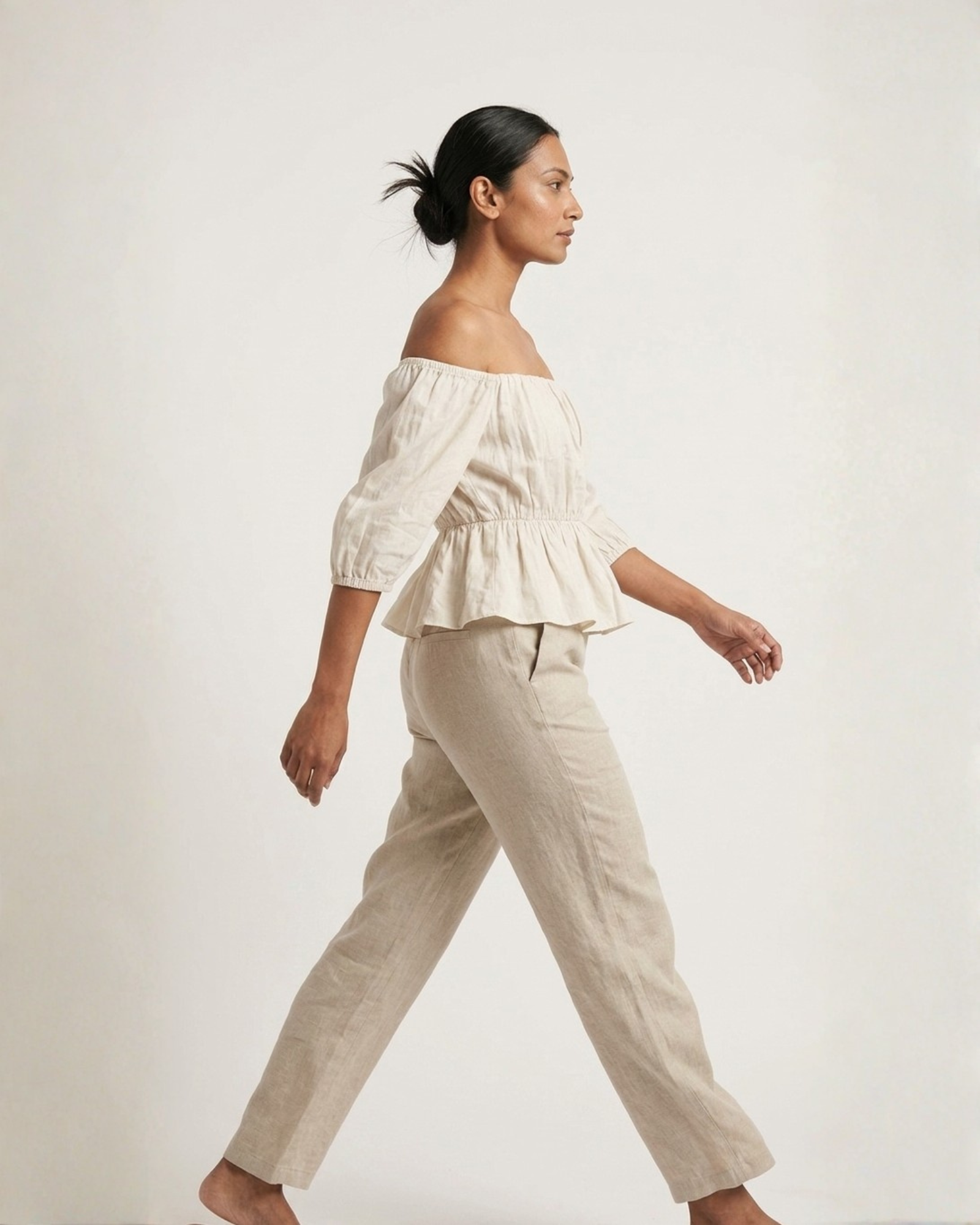 White Poplin Smocking Crop Top