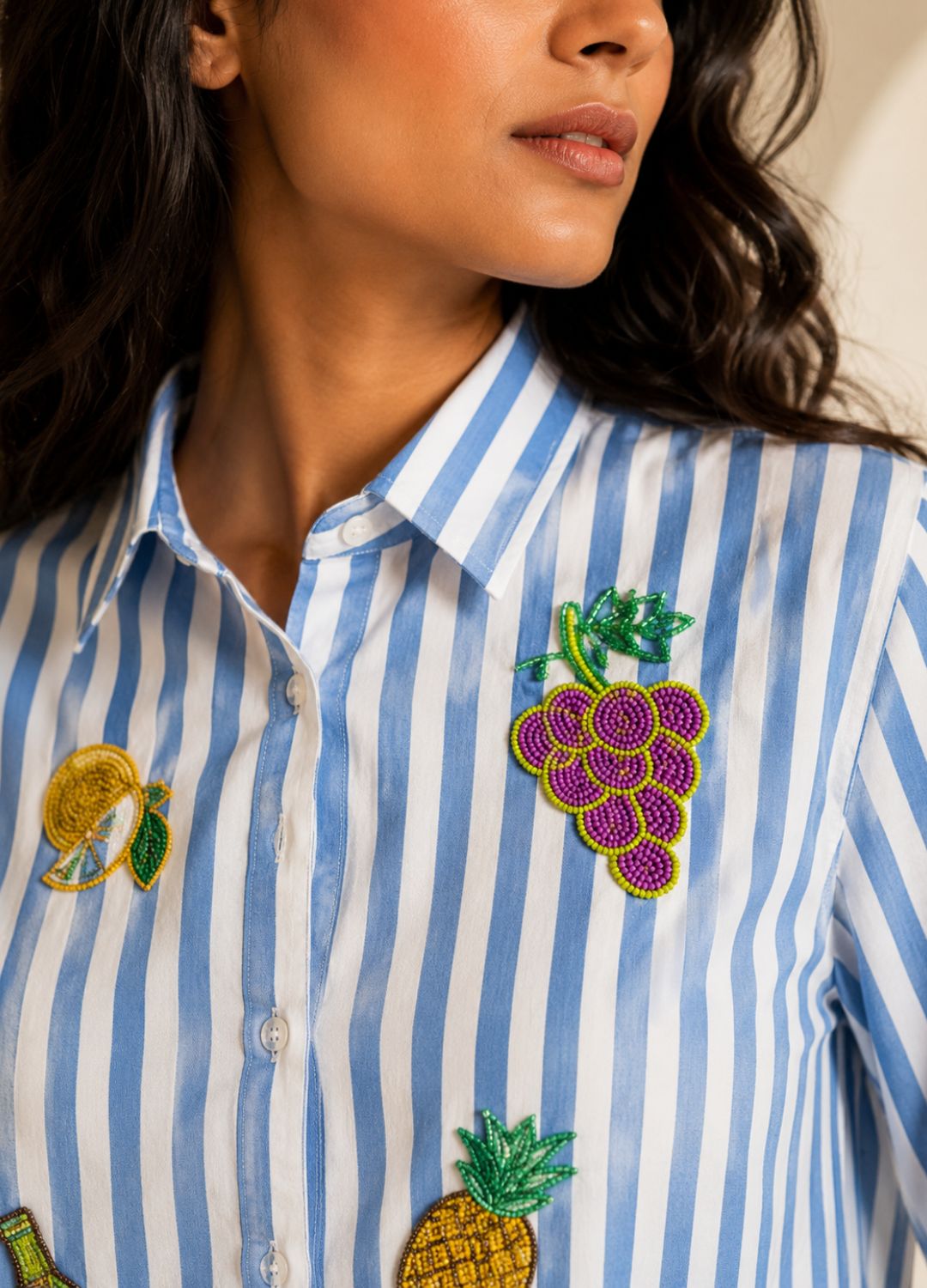 Handcrafted Aariwork Cotton Twill Line Shirt