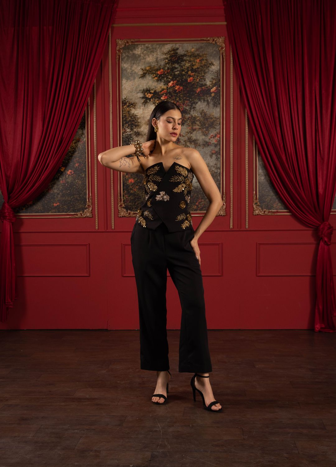 Black Pure Banana Crepe Co-Ord Set