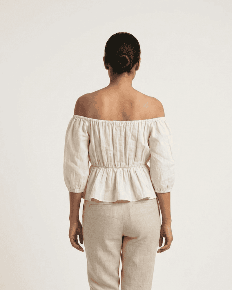 White Poplin Smocking Crop Top