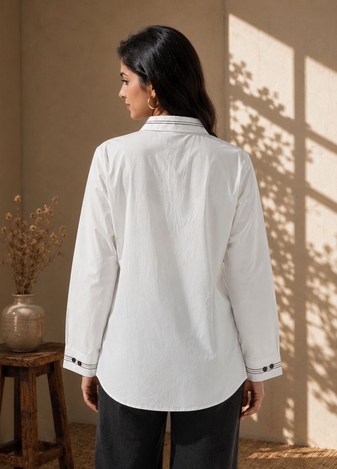 Handcrafted Giraffe Knotwork Poplin White Shirt