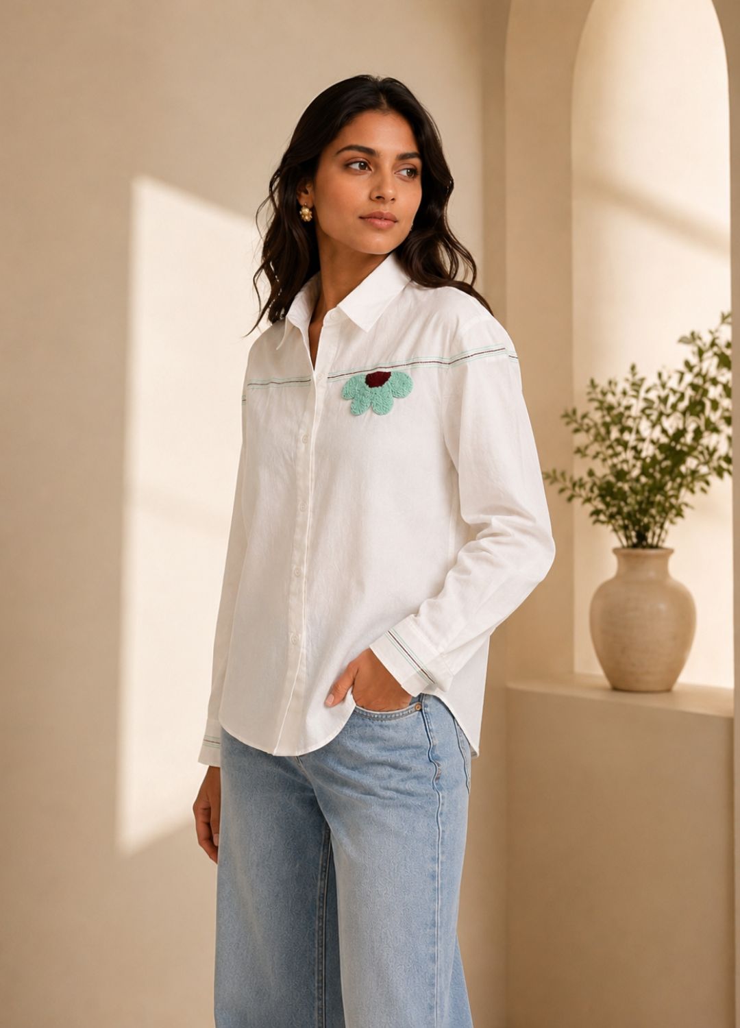 The Loom & Needle Hand-Embroidered Poplin Shirt
