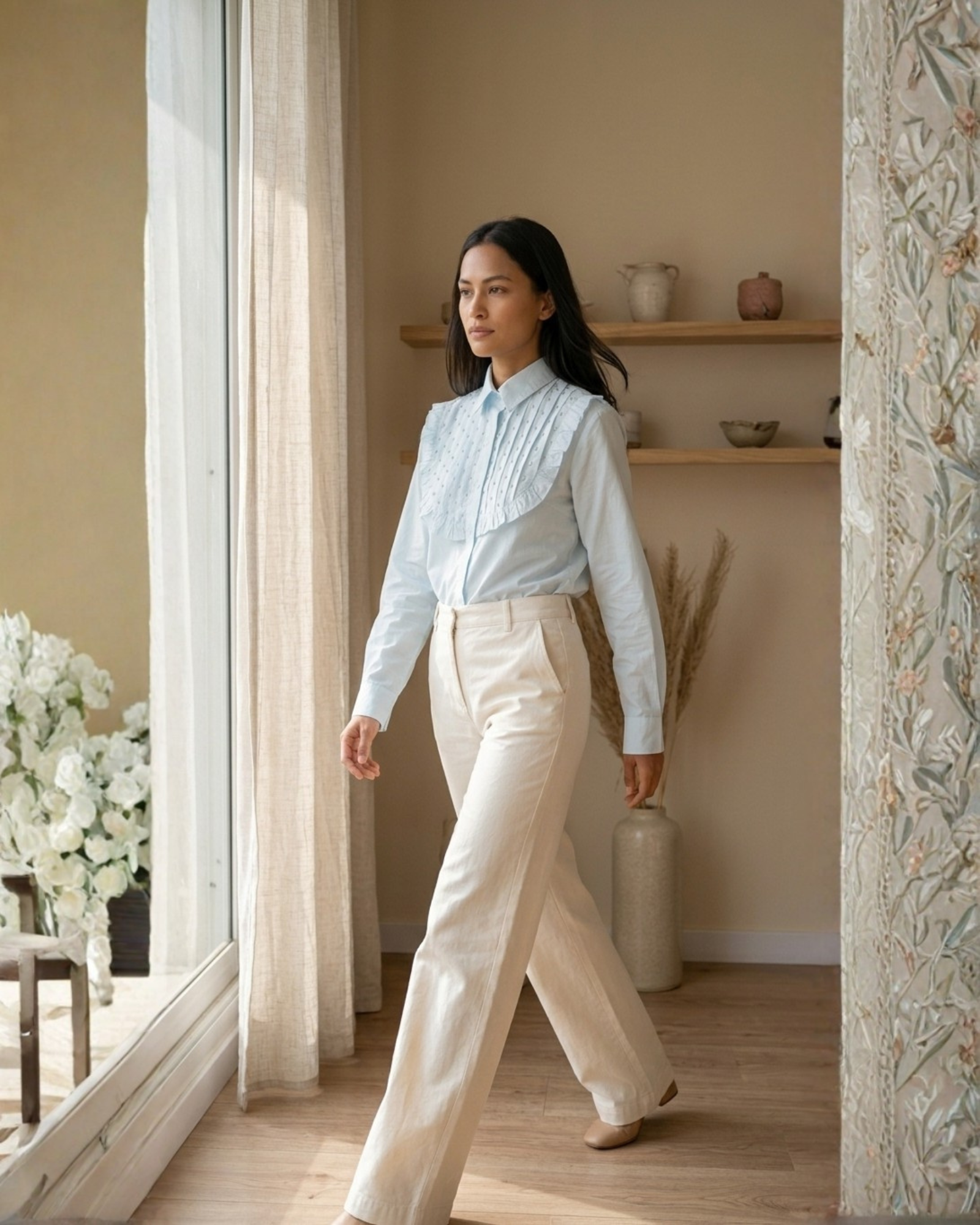 Designer Blue Cotton Poplin Shirt