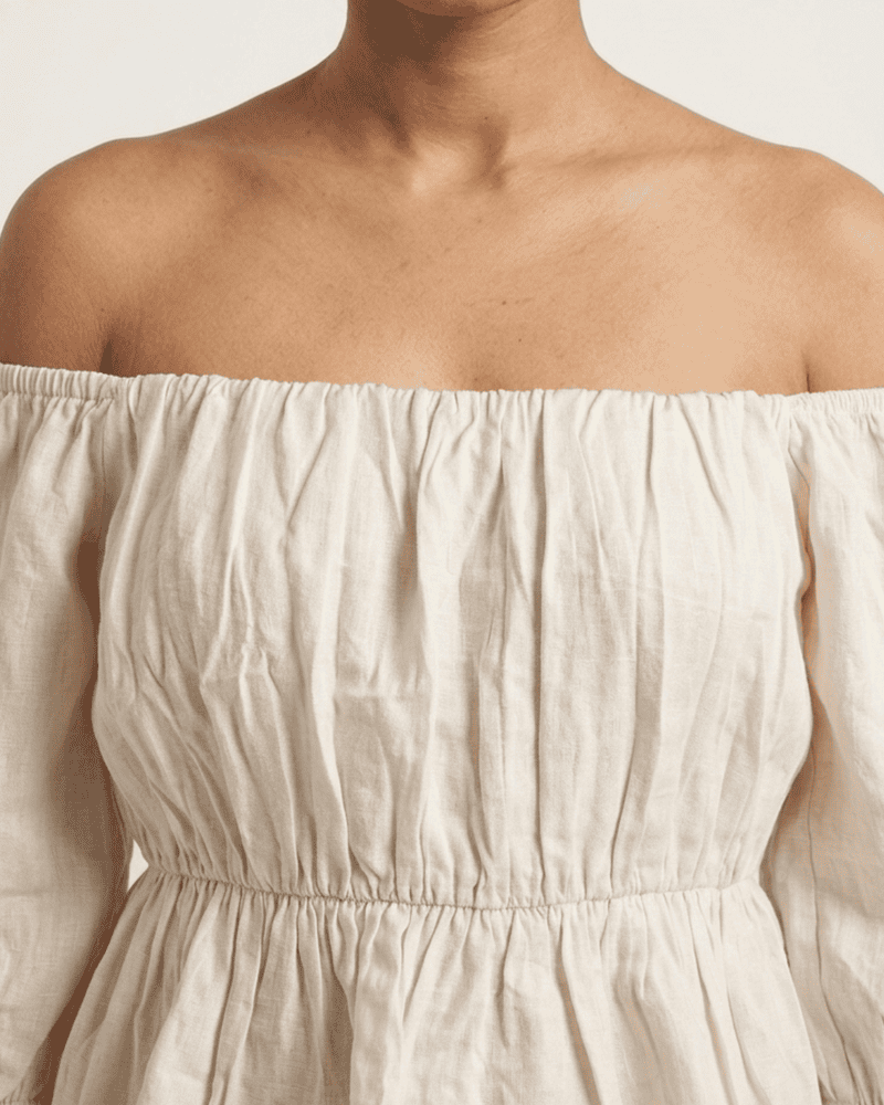 White Poplin Smocking Crop Top