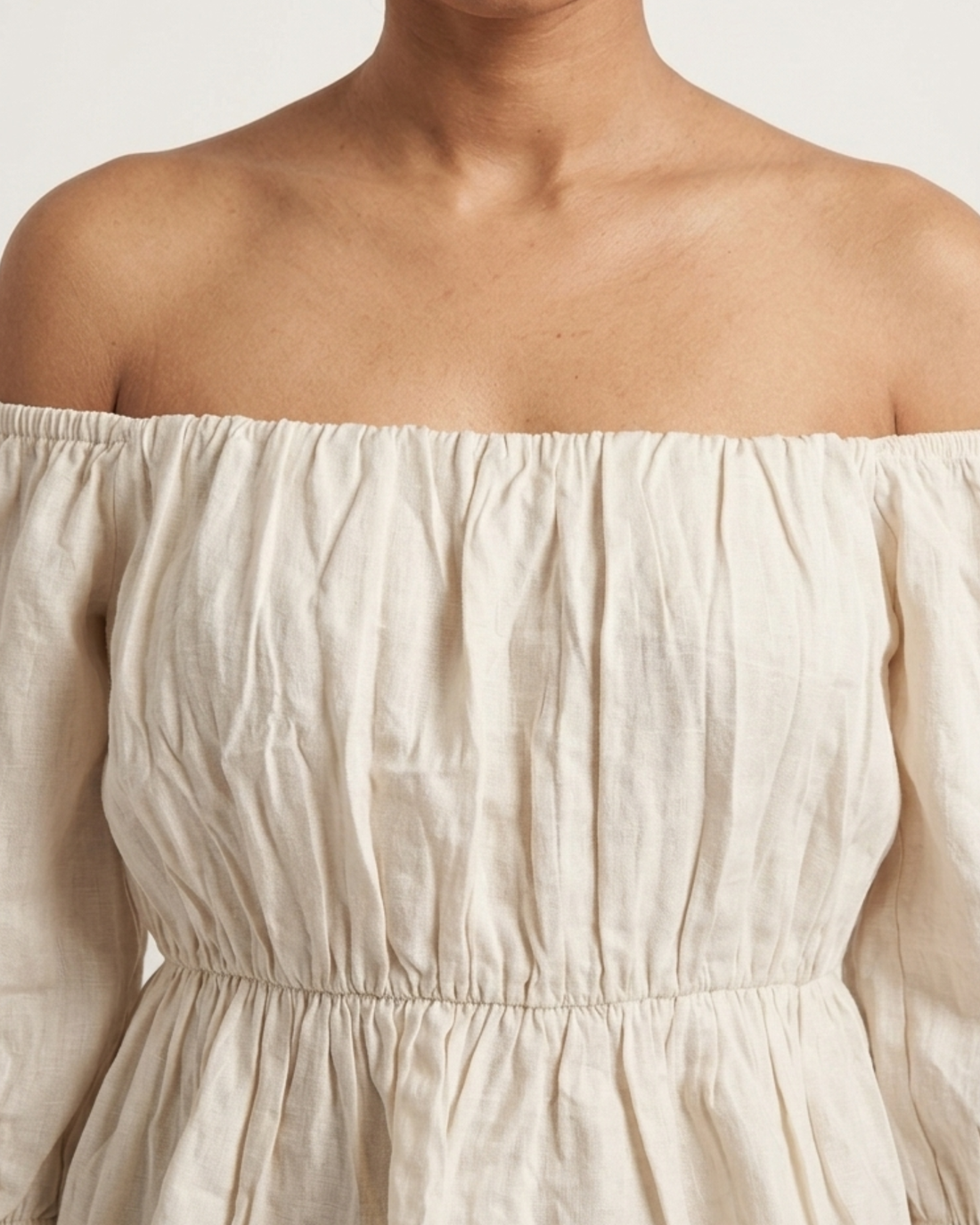 White Poplin Smocking Crop Top