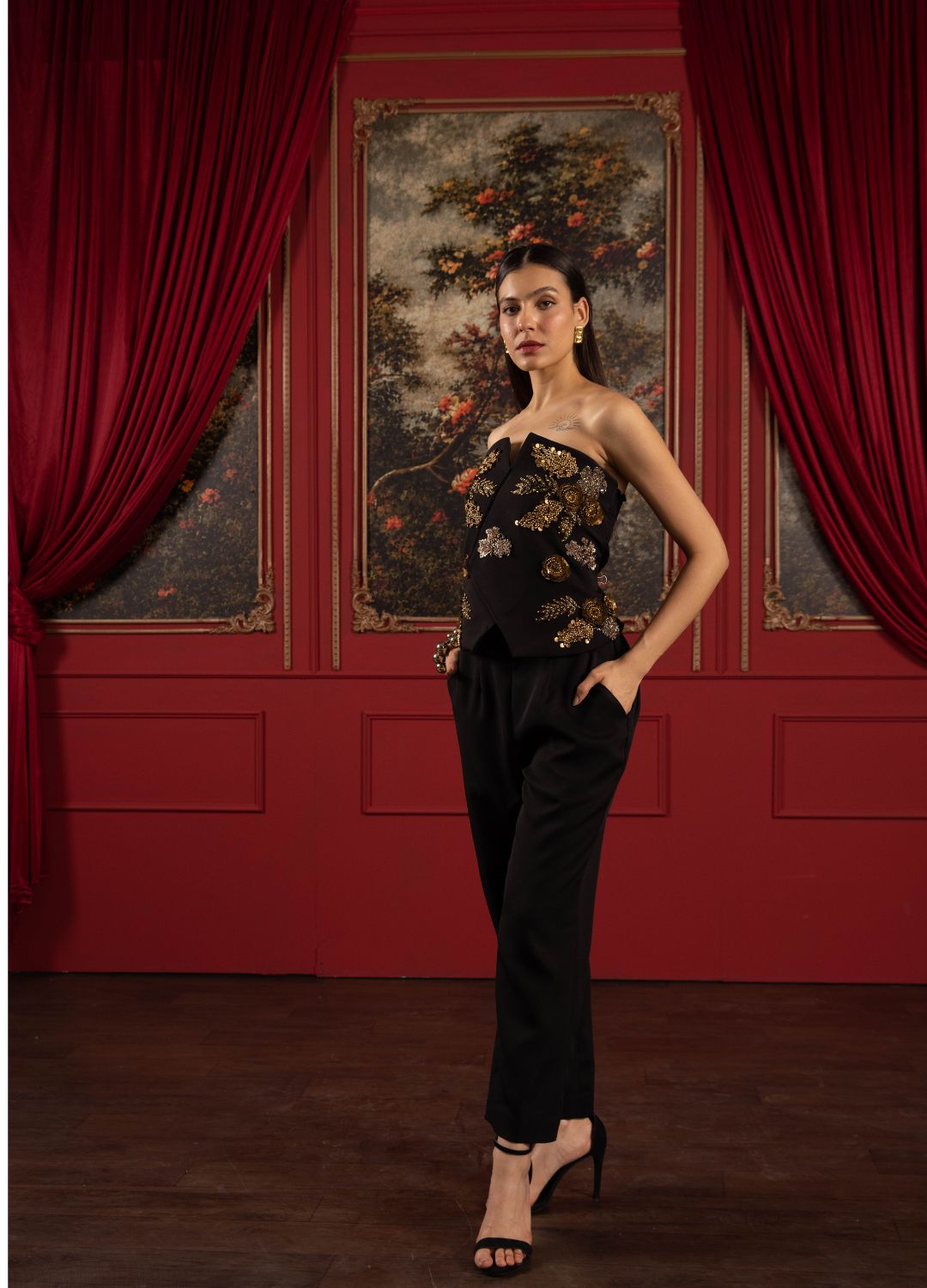 Black Pure Banana Crepe Co-Ord Set