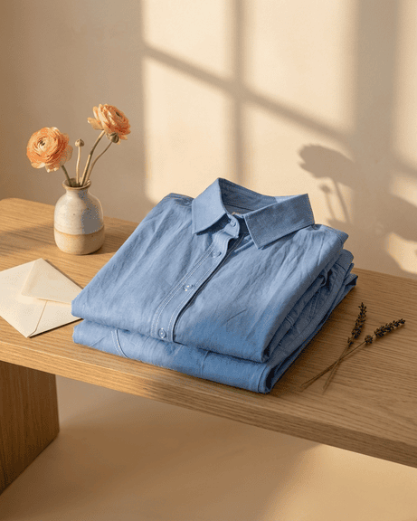 Blue Cotton Poplin Co Ord Set
