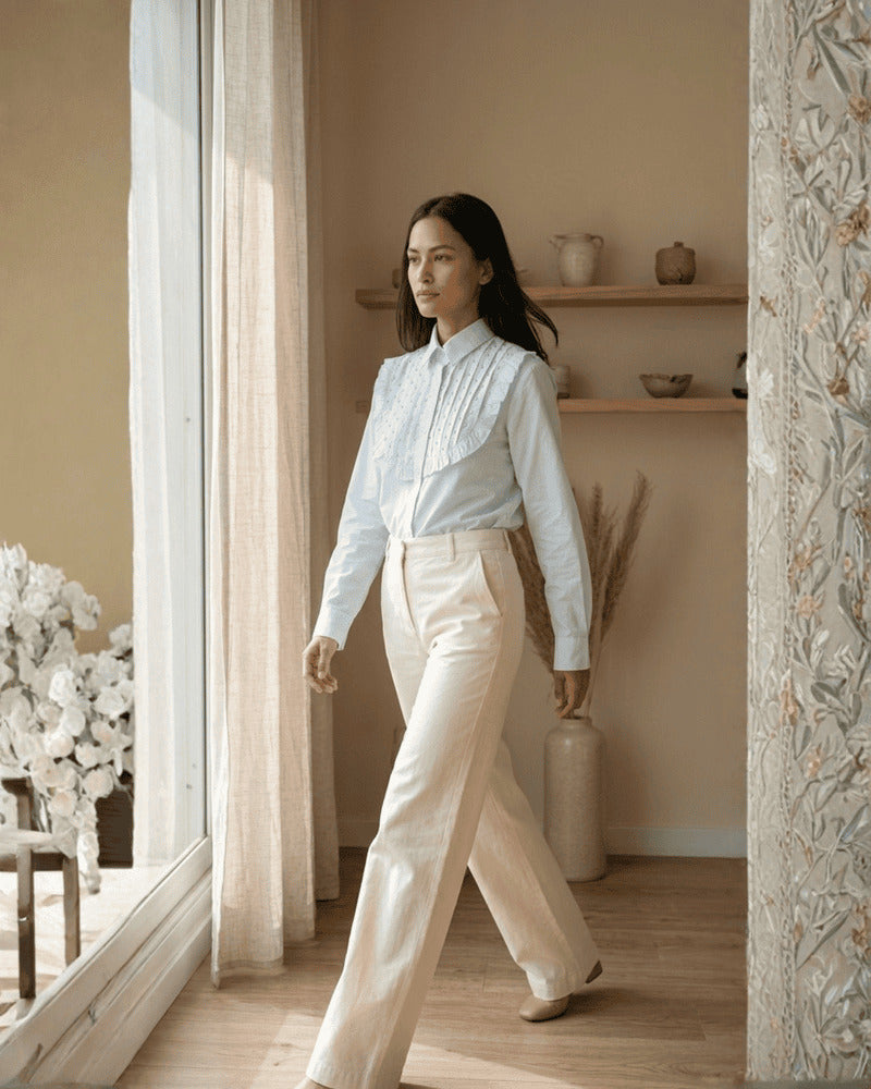 Designer Blue Cotton Poplin Shirt