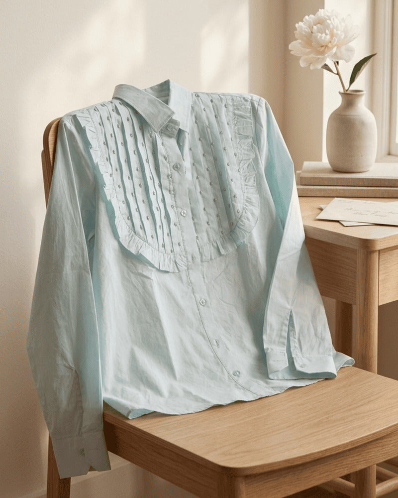 Designer Blue Cotton Poplin Shirt