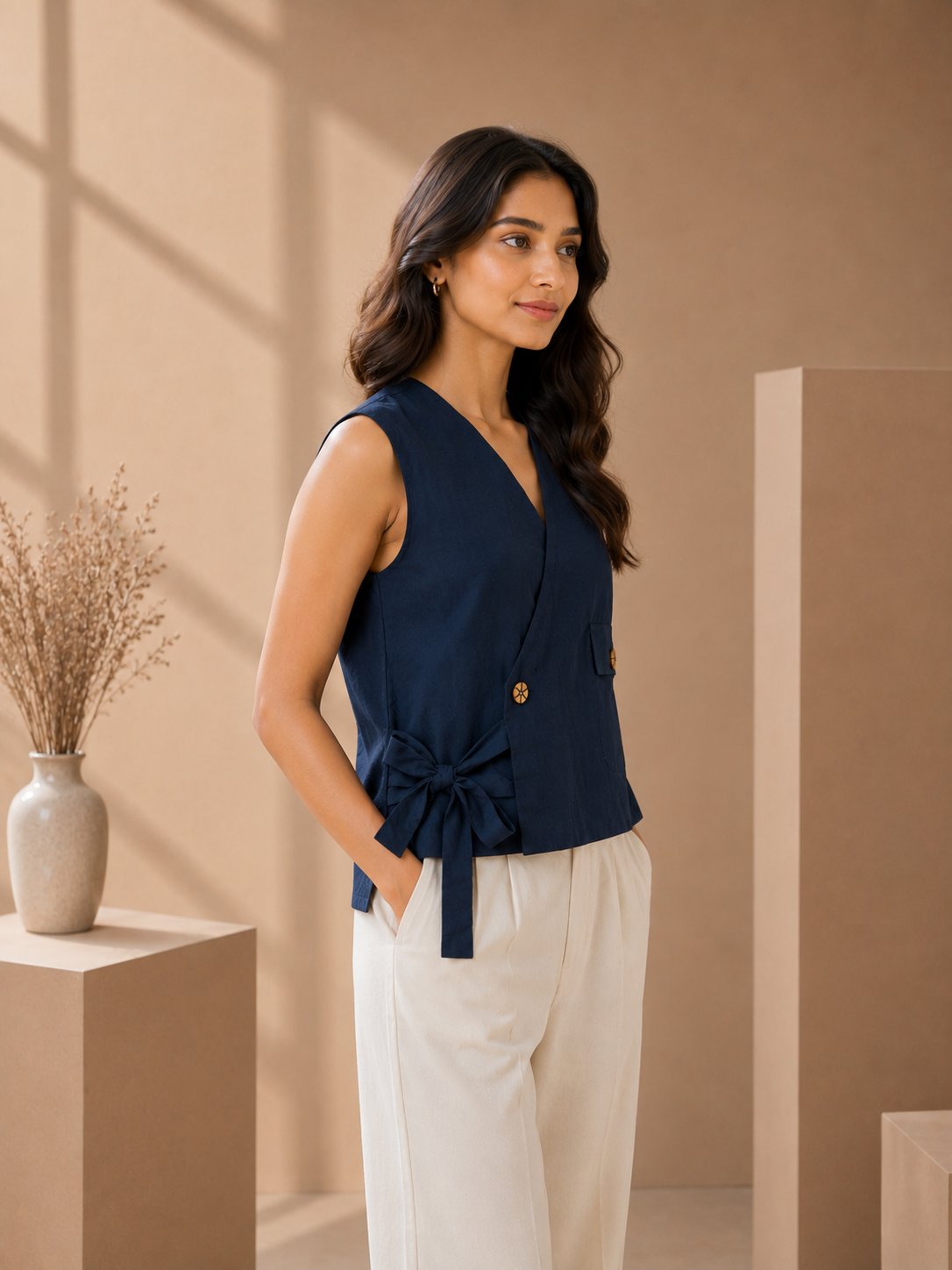 Ivory Angarkha Jacket Style Party Top