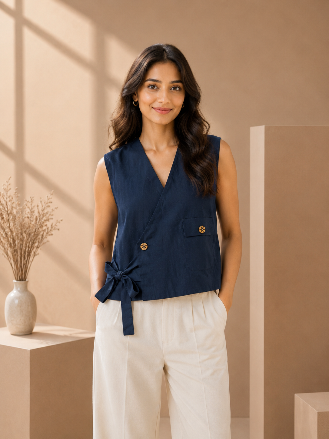 Ivory Angarkha Jacket Style Party Top