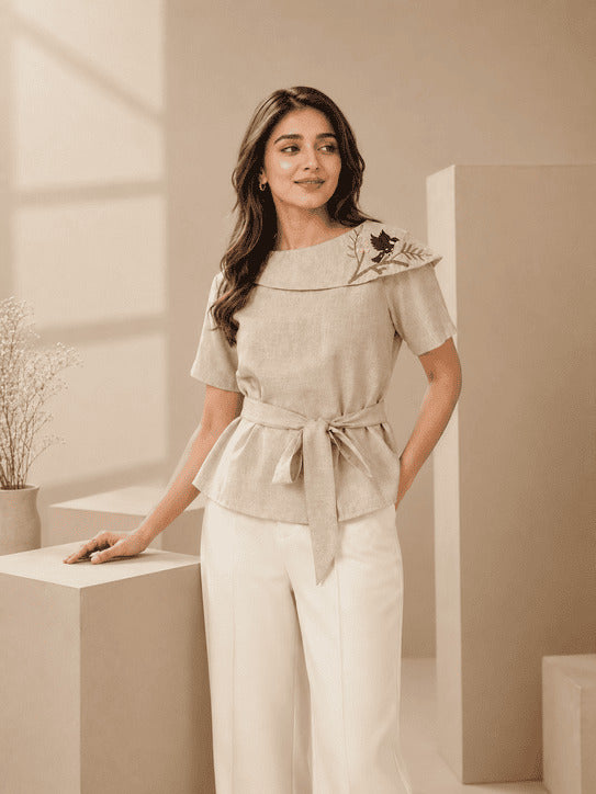 Handcrafted Cotton Linen Party Top