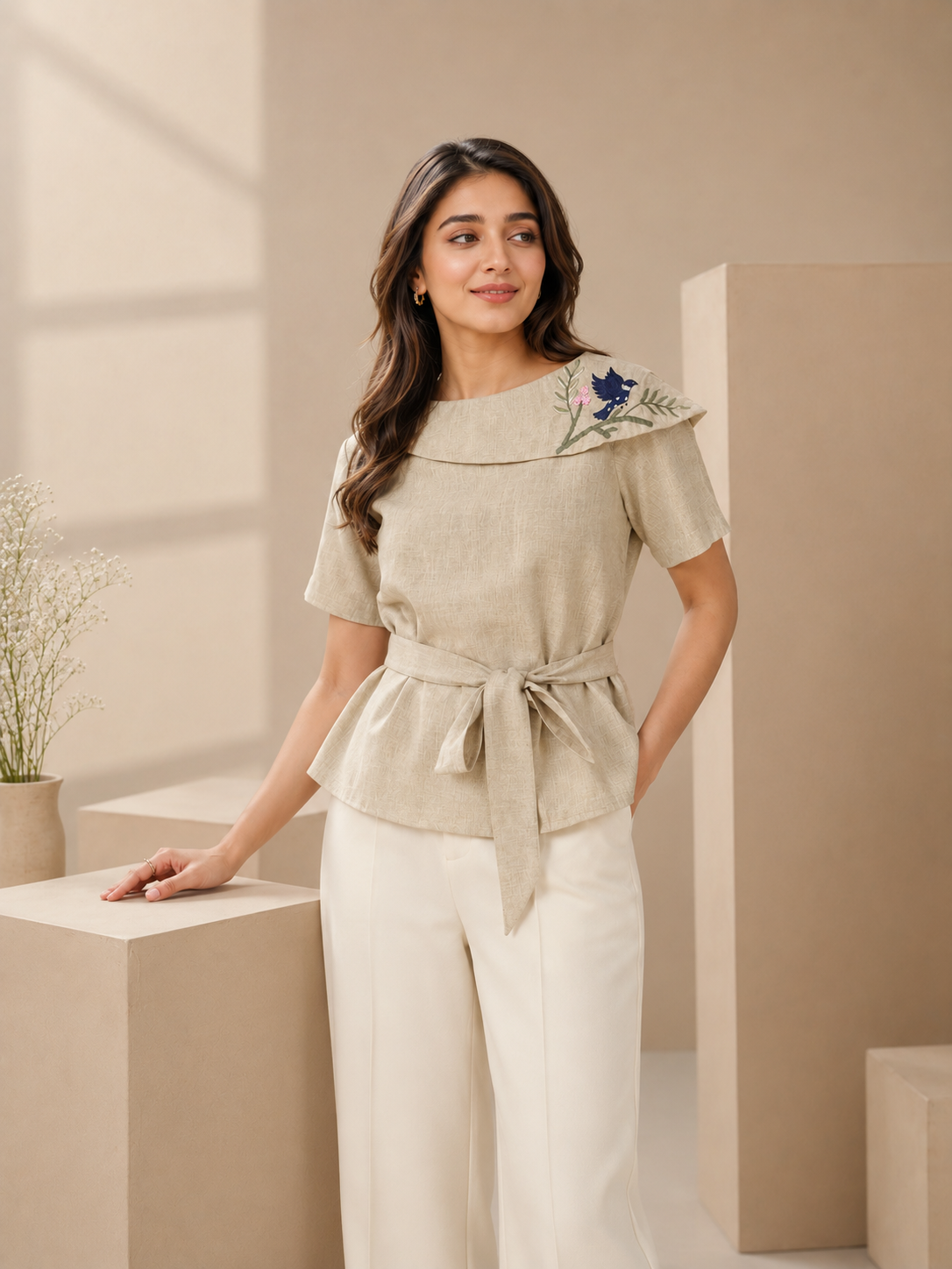Handcrafted Cotton Linen Party Top