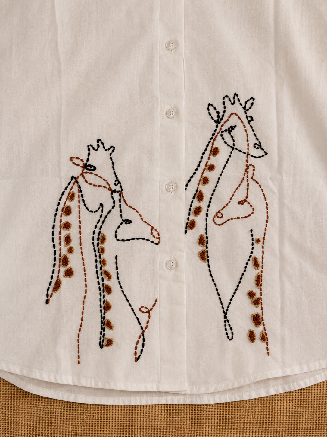 Milky White Cotton Poplin Shirt with Handwork Detailing