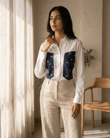 White Handwork Cotton Poplin Shirt