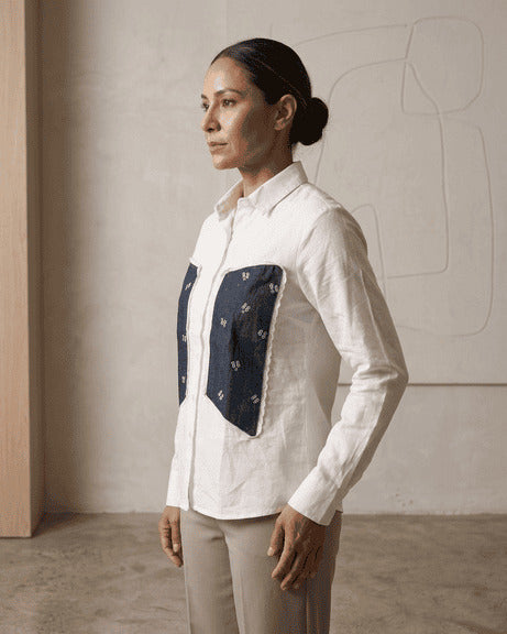 White Handwork Cotton Poplin Shirt