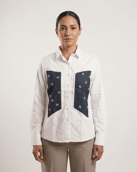 White Handwork Cotton Poplin Shirt