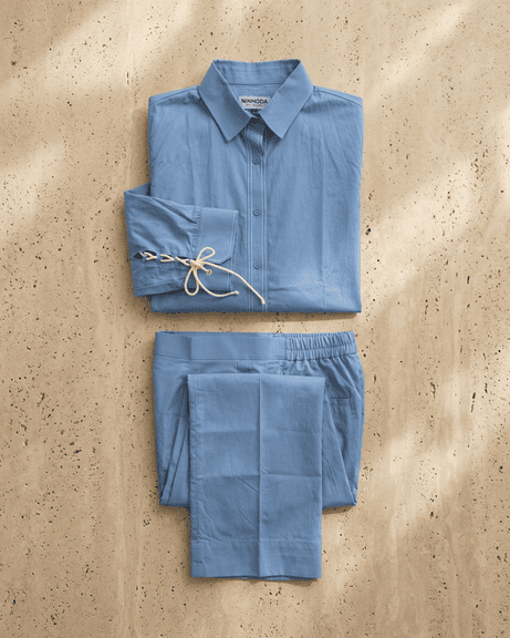 Blue Cotton Poplin Co Ord Set