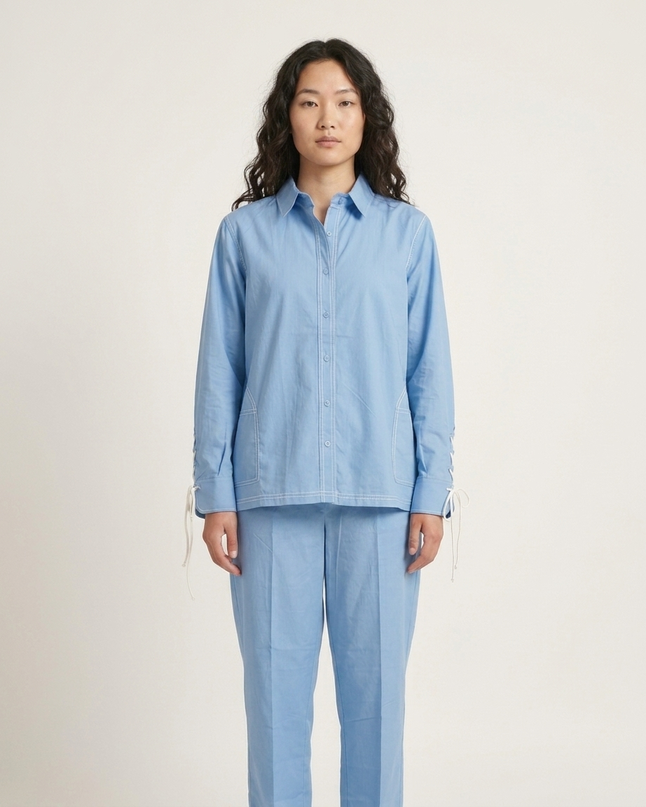 Blue Cotton Poplin Co Ord Set