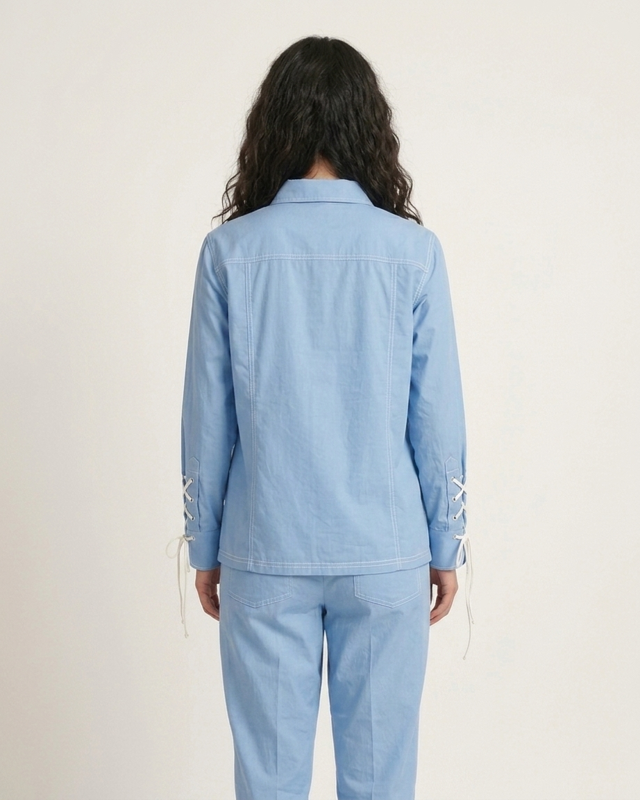 Blue Cotton Poplin Co Ord Set