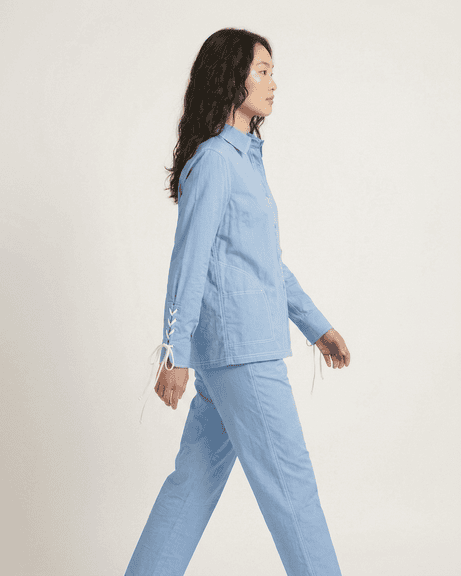 Blue Cotton Poplin Co Ord Set