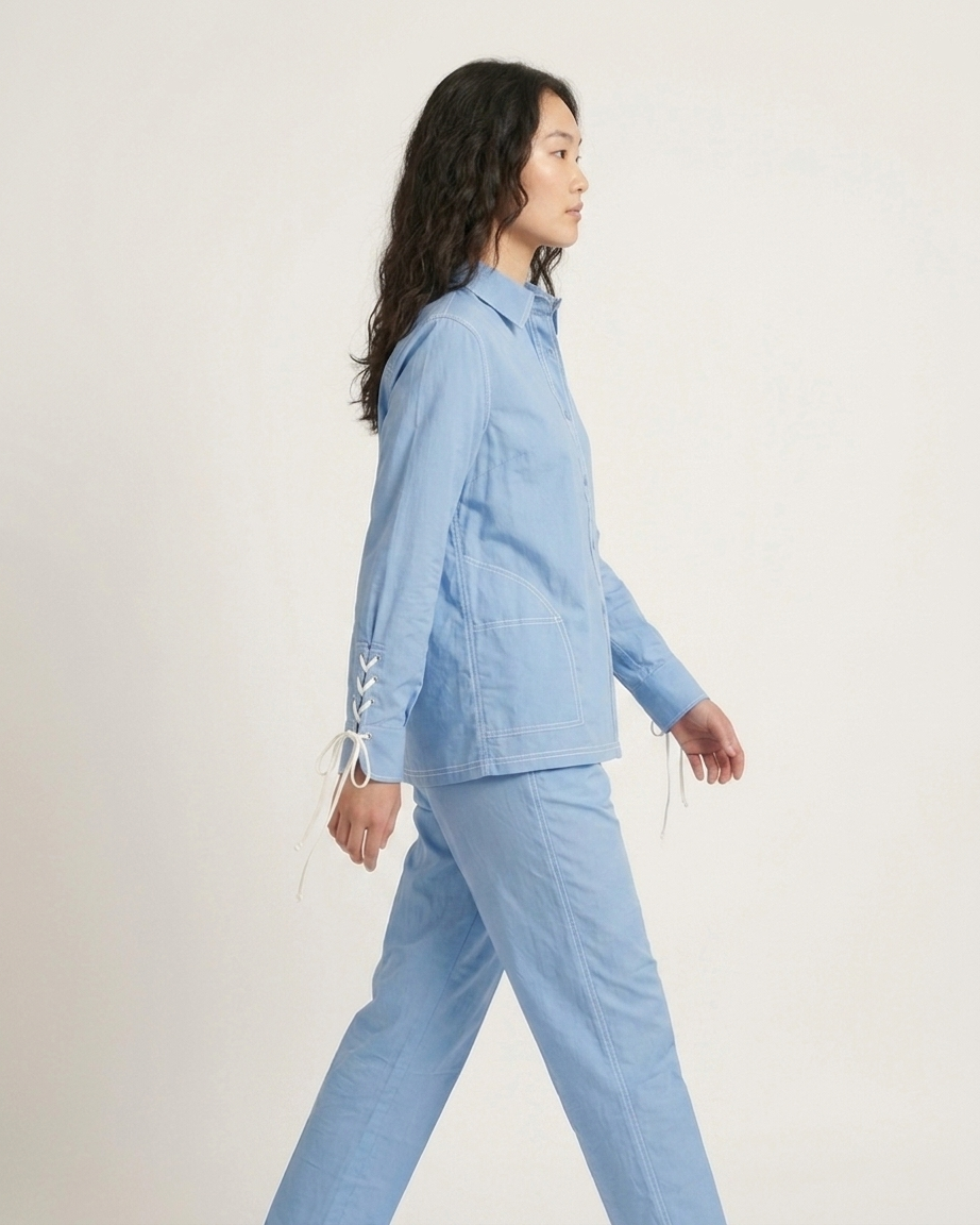 Blue Cotton Poplin Co Ord Set