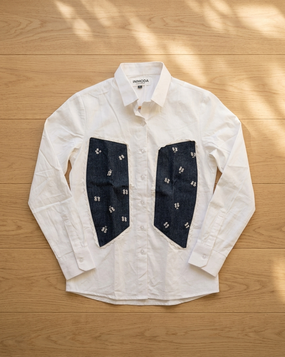 White Handwork Cotton Poplin Shirt