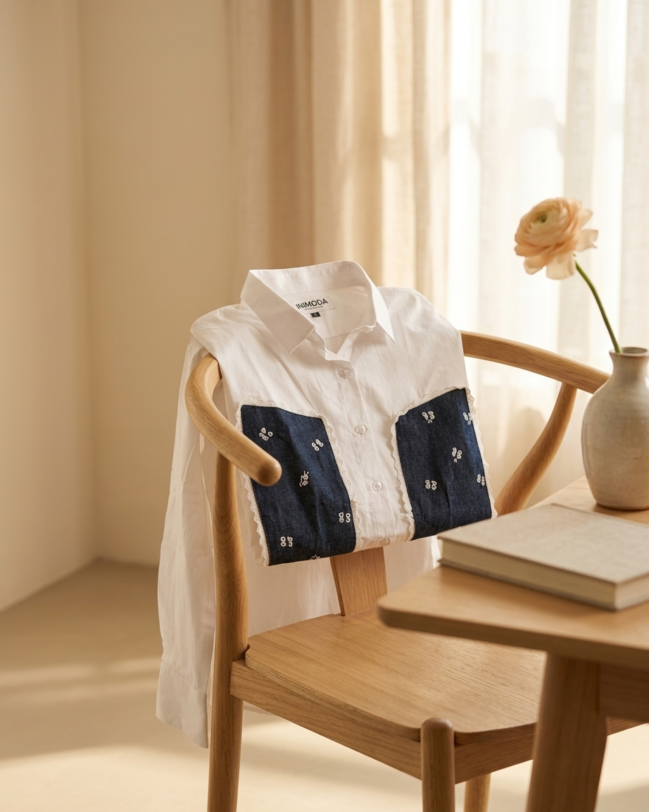 White Handwork Cotton Poplin Shirt